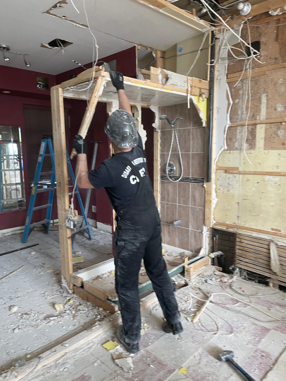 demolition work inside building